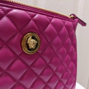 FREE SHIPPING!!! Versace Icon Flat Clutch or Crossbody Bag Quilted Leather